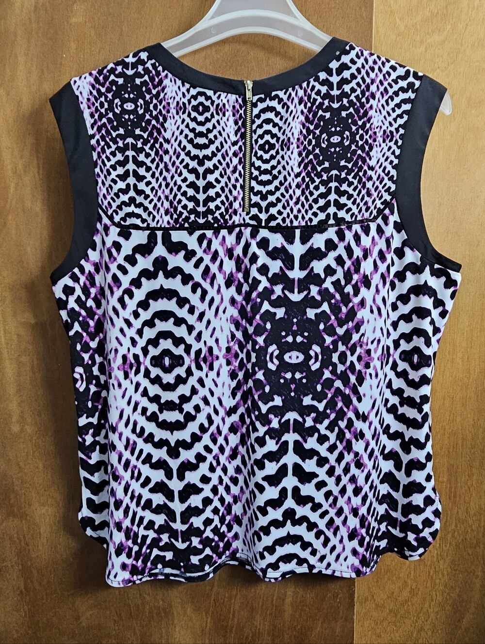 Worthington Womens Black white pink sleeveless tank top shirt Blouse XL snake - Picture 7 of 8